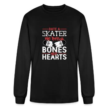 Date A Skater We Break Bones Not Hearts Skate Skat - Men's Long Sleeve T-Shirt - black - Front