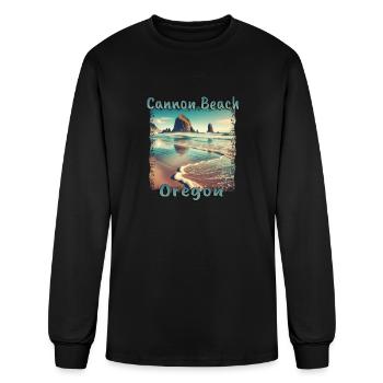 Cannon Beach, Oregon, USA - Relaxing Seaside - Men's Long Sleeve T-Shirt - black - Front