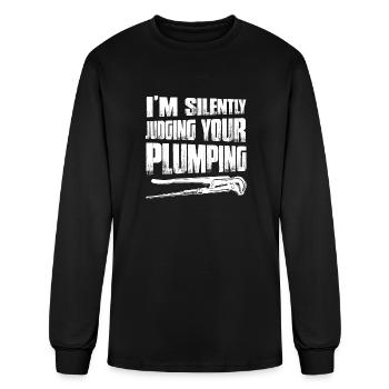 I'm Silently Judging Your Plumping Pipefitter Plum - Men's Long Sleeve T-Shirt - black - Front