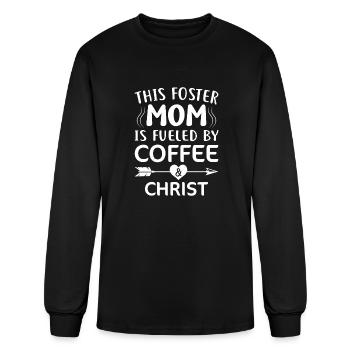 Mothers day foster mom coffee - Men's Long Sleeve T-Shirt - black - Front