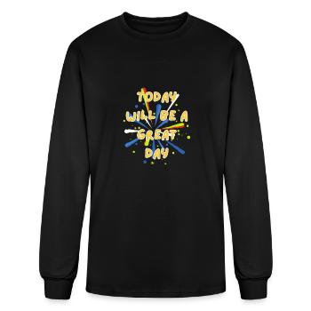 today will be a great day - Men's Long Sleeve T-Shirt - black - Front