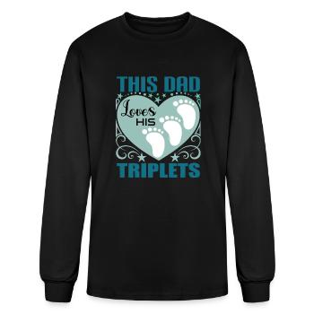 Ce papa aime ses triplés - T-shirt à manches longues Homme - noir - Devant