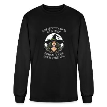 Halloween Witch Broom Witchy Pagan - Men's Long Sleeve T-Shirt - black - Front