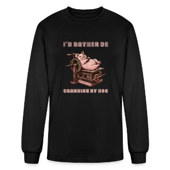I'd rather be cranking my hog - Men's Long Sleeve T-Shirt - black - Front