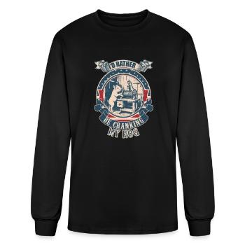 I'd rather be cranking my hog vintage - Men's Long Sleeve T-Shirt - black - Front