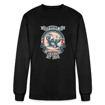 I'd rather be cranking my hog vintage - Men's Long Sleeve T-Shirt - black - Front