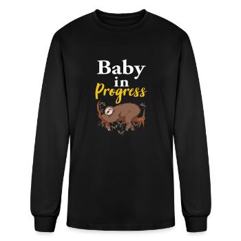 Sloth pregnancy Shirt pregnant woman baby bump - Men's Long Sleeve T-Shirt - black - Front