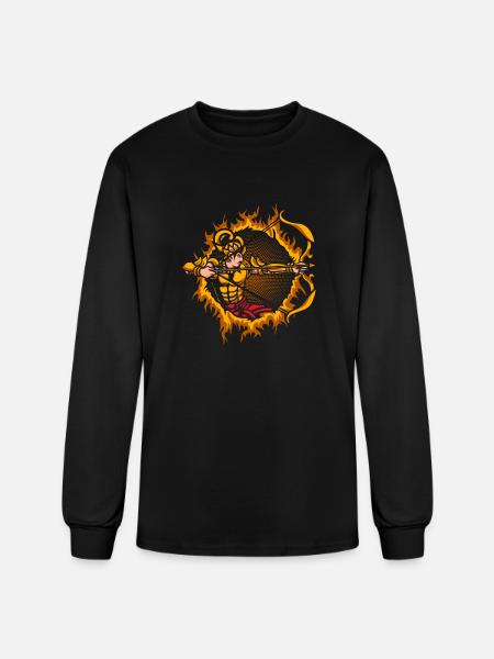 Arjuna Archer With Halftone Background - Men's Long Sleeve T-Shirt - black