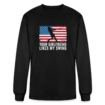 Ta copine aime ma balançoire - T-shirt à manches longues Homme - noir - Devant