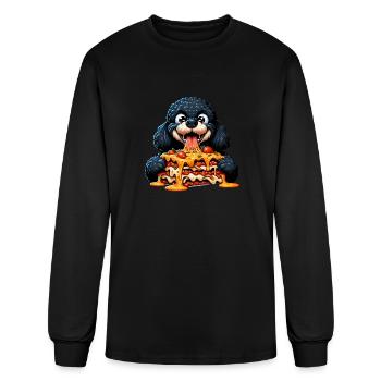 Black Poodle Loves Lasagna Comic - Men's Long Sleeve T-Shirt - black - Front