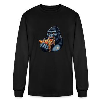 Gorilla Pizza Lover Funny Design - Men's Long Sleeve T-Shirt - black - Front