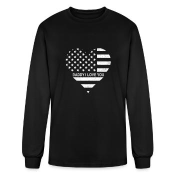 I Love Daddy American Flag Heart Gift Fathers Day - Men's Long Sleeve T-Shirt - black - Front