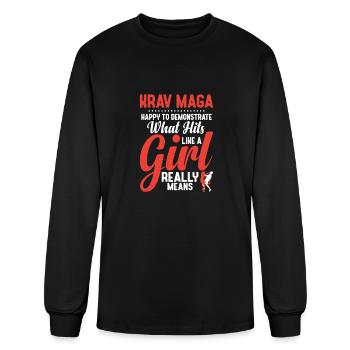 Krav Maga Happy To Demonstrate Martial Arts Woman - Men's Long Sleeve T-Shirt - black - Front