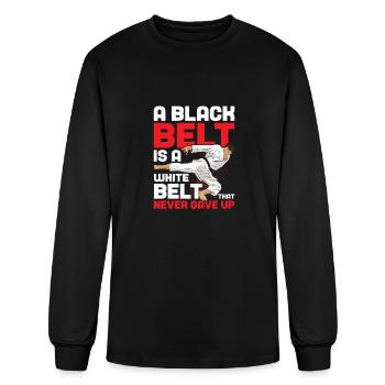 A Black Belt Is A White Belt Never Gave Up Karate - Men's Long Sleeve T-Shirt - black - Front