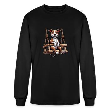 American Staffordshire Terrier sur une balançoire - T-shirt à manches longues Homme - noir - Devant