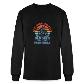 Old Man Who Loves Paintball Tactical Player Paintb - Men's Long Sleeve T-Shirt - black - Front