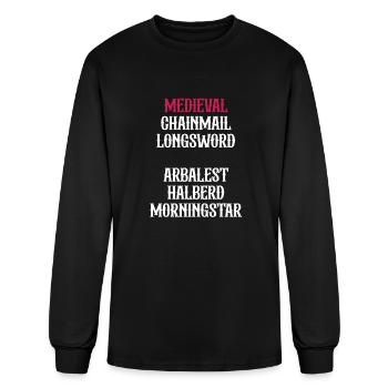 Cotte de mailles médiévale épée longue arbalète hallebarde - T-shirt à manches longues Homme - noir - Devant