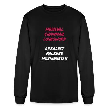 Cotte de mailles médiévale épée longue arbalète hallebarde - T-shirt à manches longues Homme - noir - Devant