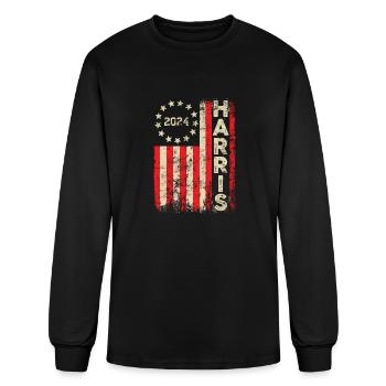 Kamala Harris 2024 For President Campaign US Flag - Men's Long Sleeve T-Shirt - black - Front