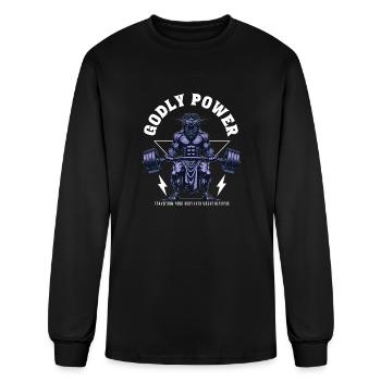 Godly Power Gym Workout Transform Mount Olympus - Men's Long Sleeve T-Shirt - black - Front