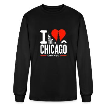 I Love Chicago The Windy City Chi-Town - Men's Long Sleeve T-Shirt - black - Front