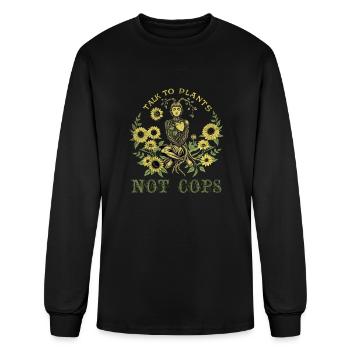 Talk to plants not cops vintage - Men's Long Sleeve T-Shirt - black - Front