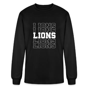 Lions Football Spirit School Mascot Game Day - Men's Long Sleeve T-Shirt - black - Front