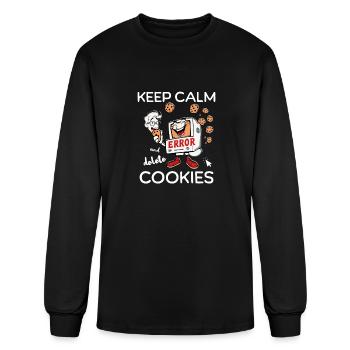 Funny Delete Cookies Retro Computer Cartoon Humor - Men's Long Sleeve T-Shirt - black - Front