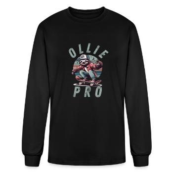 Skater Ollie Tricks Pro Sloth Freestyle Kickflip - Men's Long Sleeve T-Shirt - black - Front