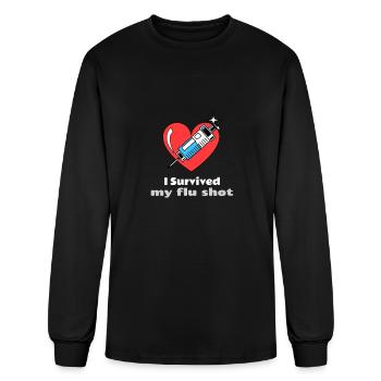 I Survived My Flu Shot Doctor Appointment T-Shirt - Men's Long Sleeve T-Shirt - black - Front