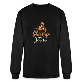 Shrimp And Jesus Seafood Shrimp Lover - Men's Long Sleeve T-Shirt - black - Front