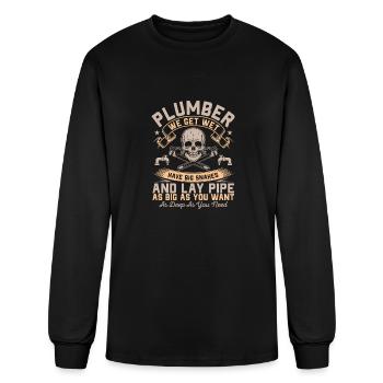 Plumber Pipefitters Steamfitters Get Wet Big - Men's Long Sleeve T-Shirt - black - Front