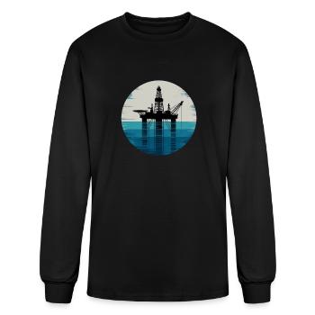 Travailleur de la plate-forme pétrolière Roughneck Retro Oilfield Drilling - T-shirt à manches longues Homme - noir - Devant