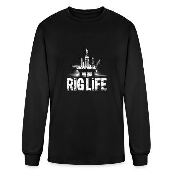 Je soutiens la plate-forme pétrolière Roughneck Drilling - T-shirt à manches longues Homme - noir - Devant