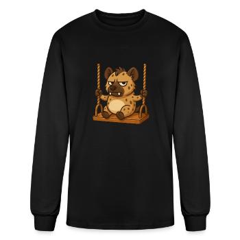 Hyène grincheuse sur la balançoire, agacée, offensée - T-shirt à manches longues Homme - noir - Devant
