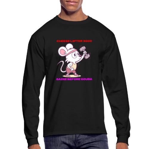 Cheese Lifter 3000 | Funny Gym Rat Mouse tshirt - Men's Long Sleeve T-Shirt