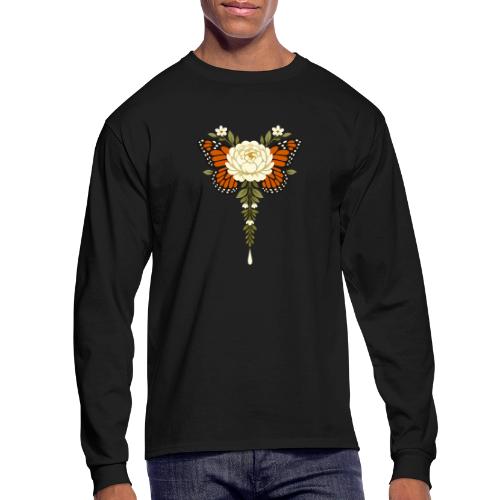 Monarch Butterfly Floral Botanical Art - Men's Long Sleeve T-Shirt