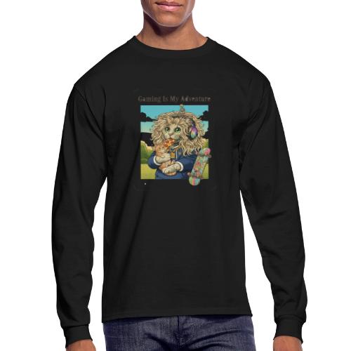 Gaming Cat Adventure: Pizza & Skates - Men's Long Sleeve T-Shirt