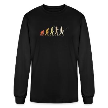 Fishing Evolution : Cadeau drôle du pêcheur - T-shirt à manches longues Homme - noir - Devant