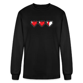 Pixelated Gaming Hearts - Men's Long Sleeve T-Shirt - black - Front