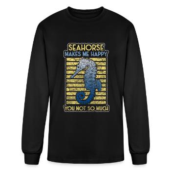 Sea Horse Swimmers Fish - Men's Long Sleeve T-Shirt - black - Front