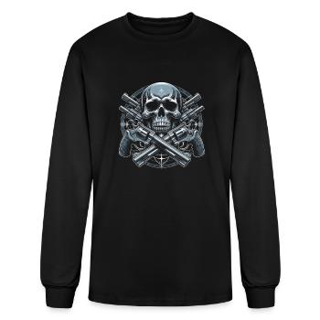 Steel Resolve: Skull Encircled by Revolvers - Men's Long Sleeve T-Shirt - black - Front