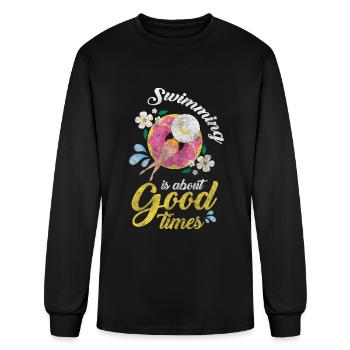 Swimming Pool Party Swimming - Men's Long Sleeve T-Shirt - black - Front