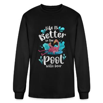 Swimming Pool Sun Swimming Trunks - Men's Long Sleeve T-Shirt - black - Front