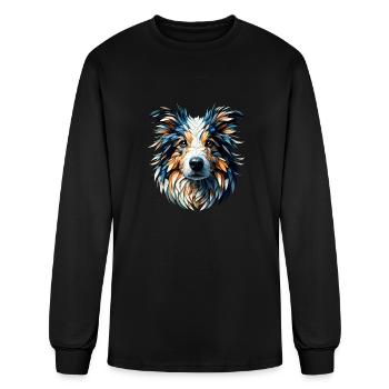 Polygon Art Border Collie Border Collies - Men's Long Sleeve T-Shirt - black - Front