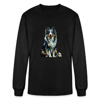 Polygon Art Border Collie Border Collies - Men's Long Sleeve T-Shirt - black - Front