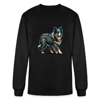 Mandala Art Border Collie Border Collies - Men's Long Sleeve T-Shirt - black - Front