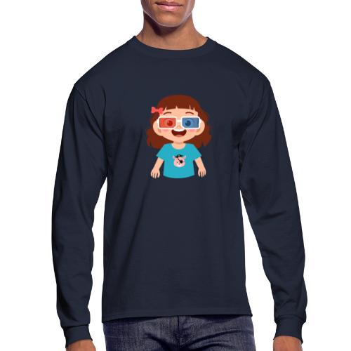Girl red blue 3D glasses doing Vision Therapy - Men's Long Sleeve T-Shirt