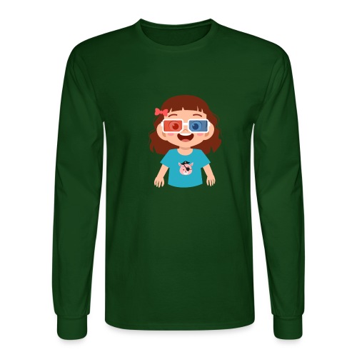 Girl red blue 3D glasses doing Vision Therapy - Men's Long Sleeve T-Shirt