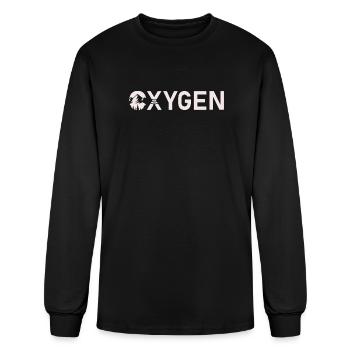 Oxygen Nature Mountain Forest Typography - Men's Long Sleeve T-Shirt - black - Front